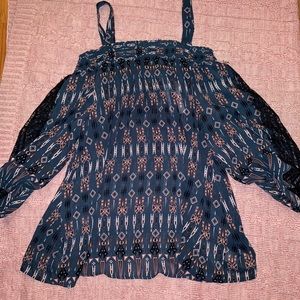 Never worn navy off the shoulder blouse